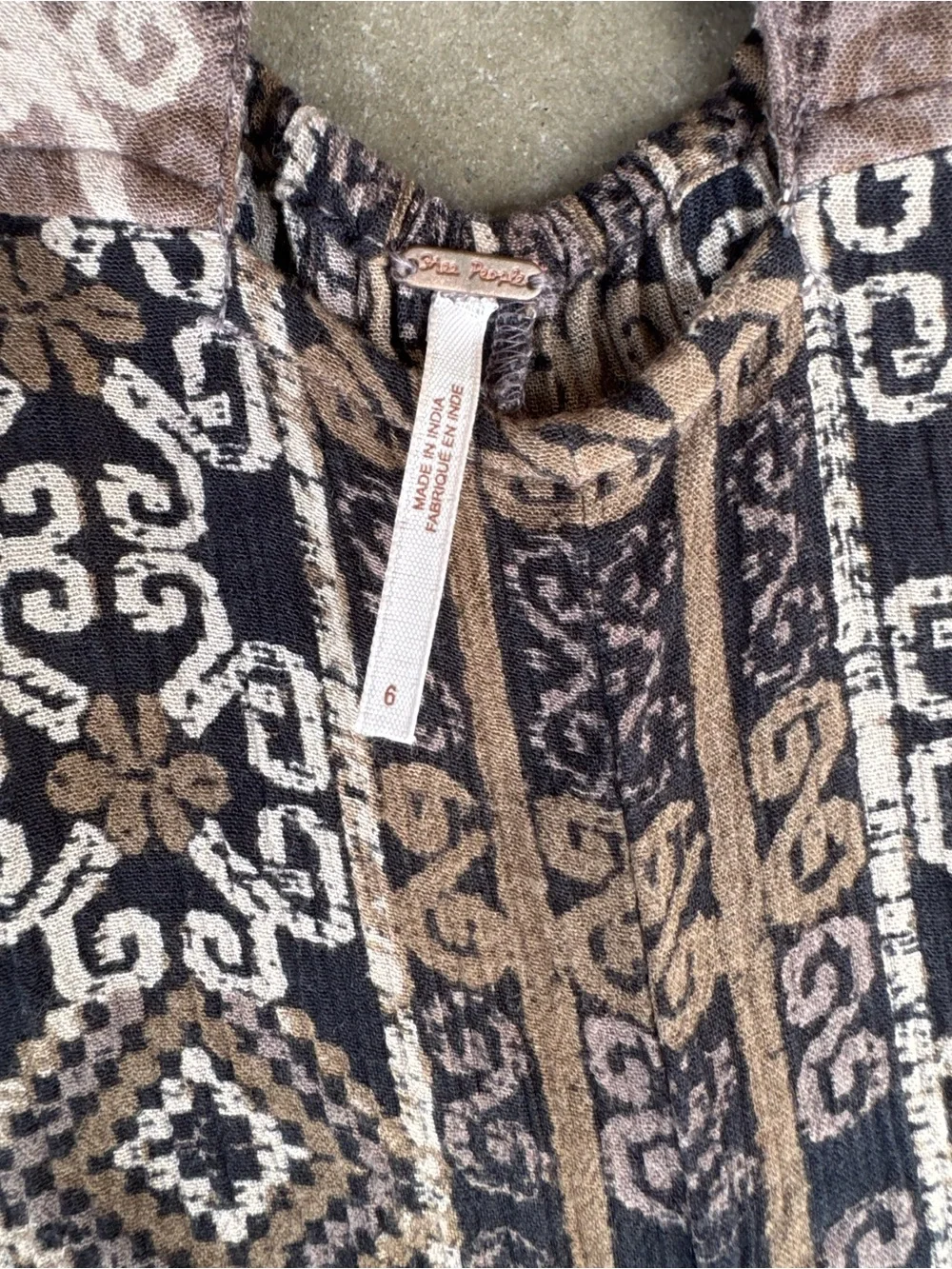 Free People Brown and Cream Printed Sleeveless Jumpsuit
